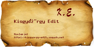 Kisgyörgy Edit névjegykártya